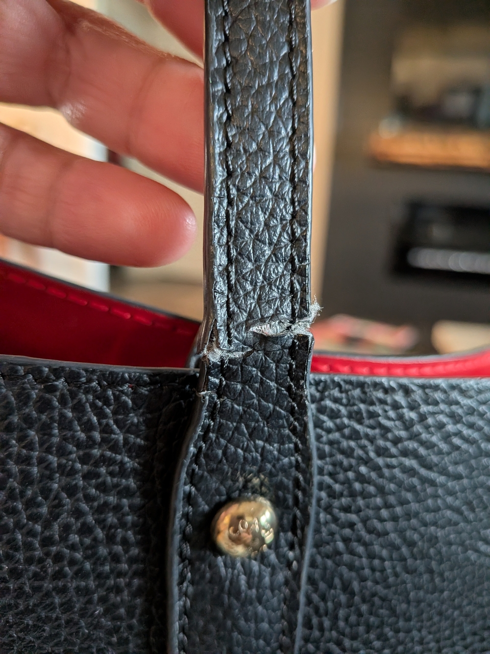 Coach Reversible Market Tote in Black Pebble Leather & True Red - Picture 8 of 16